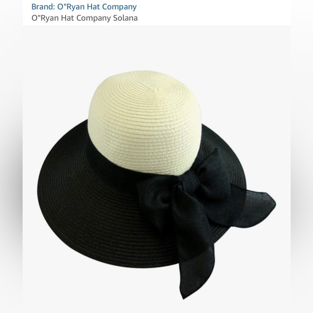 O’Ryan Hat Co Solana Black and Cream Women's Sun Hat with Ribbon